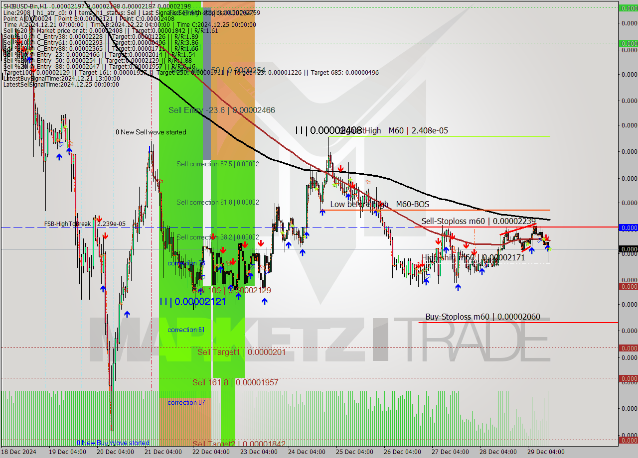 SHIBUSD-Bin MultiTimeframe analysis at date 2024.12.29 17:00