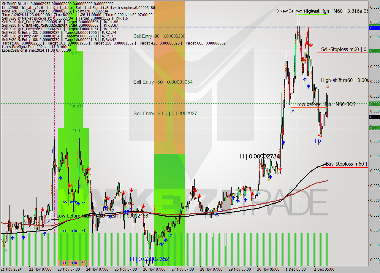 SHIBUSD-Bin MultiTimeframe analysis at date 2024.12.02 18:40