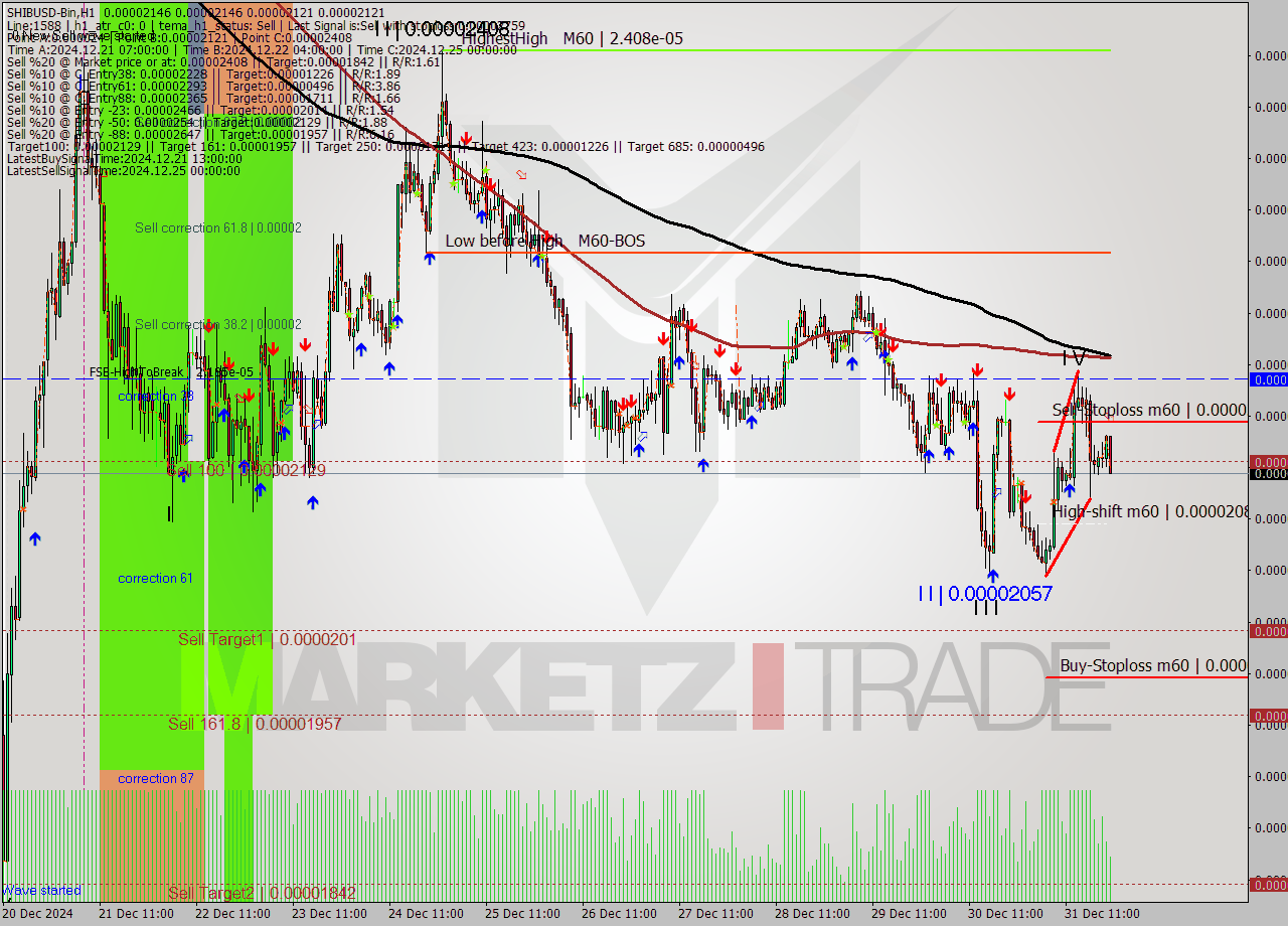 SHIBUSD-Bin MultiTimeframe analysis at date 2025.01.01 00:53