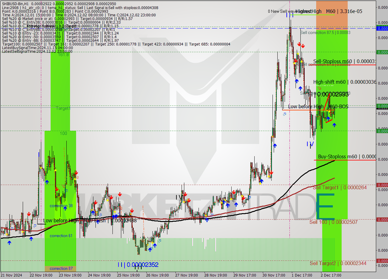 SHIBUSD-Bin MultiTimeframe analysis at date 2024.12.03 06:56