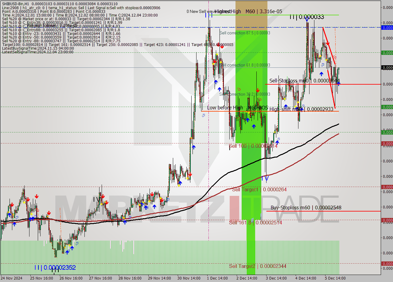 SHIBUSD-Bin MultiTimeframe analysis at date 2024.12.06 03:40