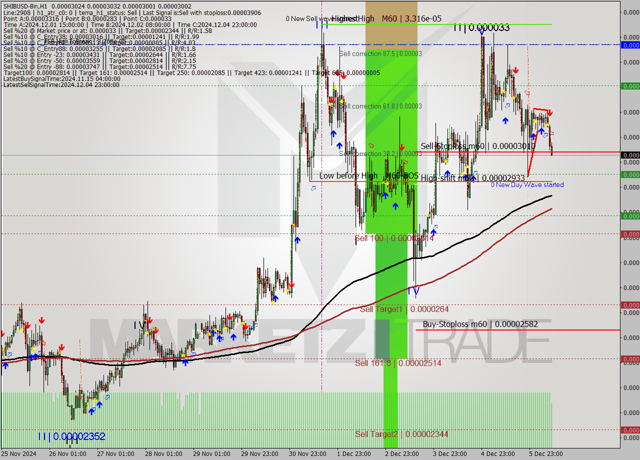 SHIBUSD-Bin MultiTimeframe analysis at date 2024.12.06 12:08