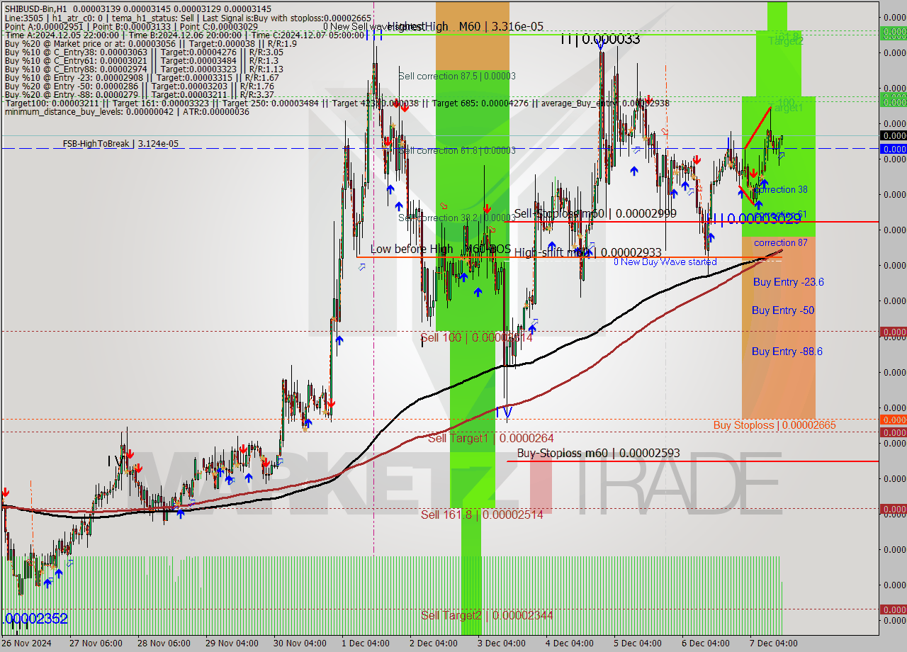 SHIBUSD-Bin MultiTimeframe analysis at date 2024.12.07 17:10