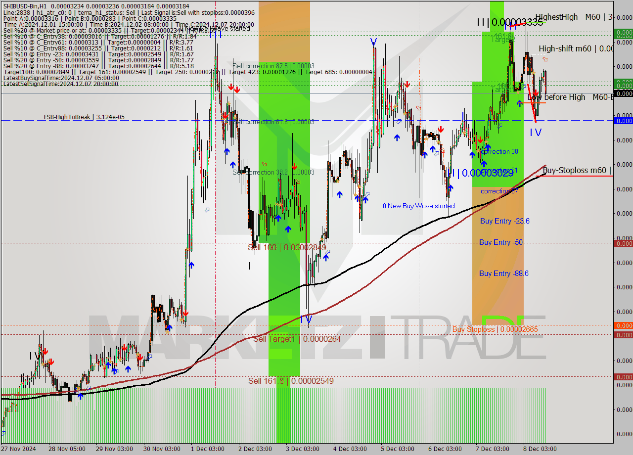 SHIBUSD-Bin MultiTimeframe analysis at date 2024.12.08 16:59