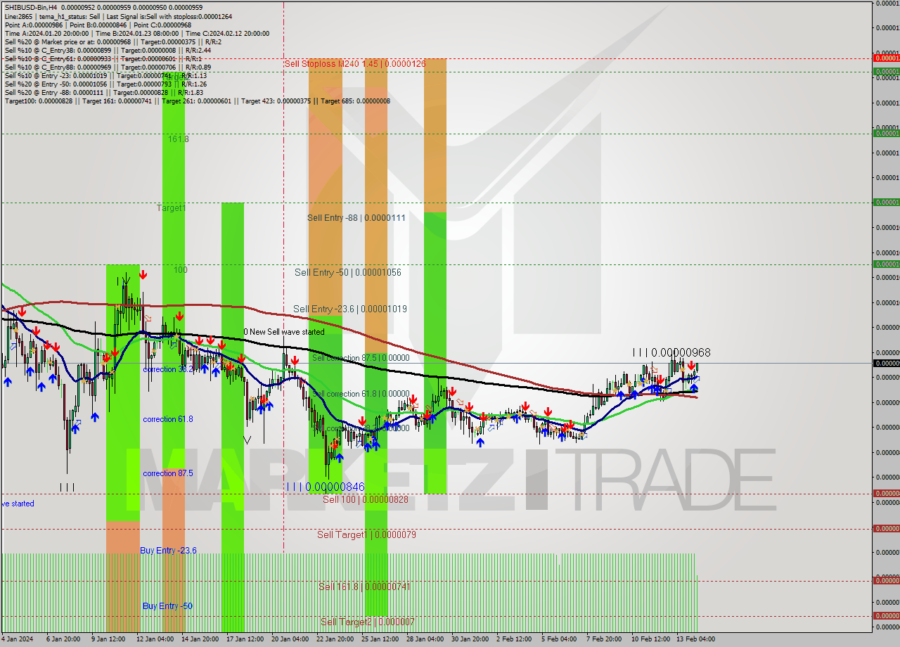 SHIBUSD-Bin MultiTimeframe analysis at date 2024.02.14 10:55