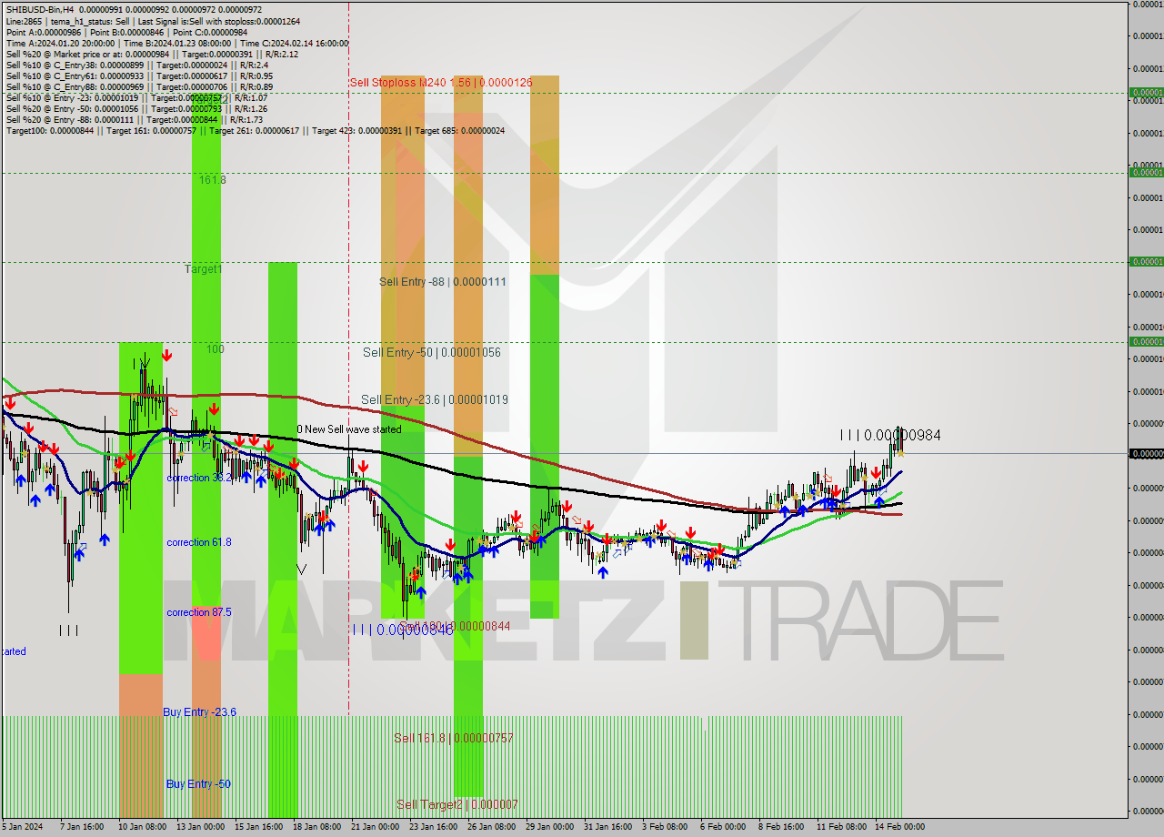 SHIBUSD-Bin MultiTimeframe analysis at date 2024.02.15 07:49