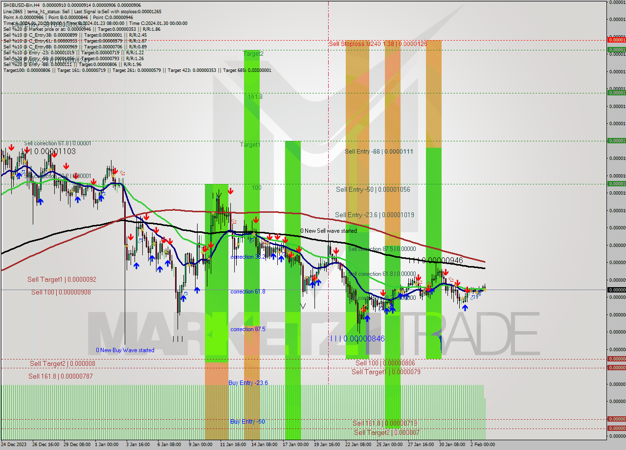 SHIBUSD-Bin MultiTimeframe analysis at date 2024.02.03 09:11