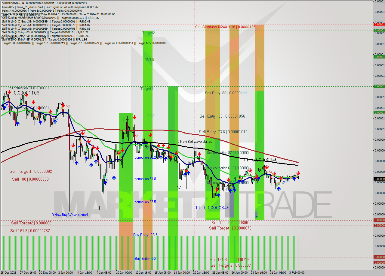 SHIBUSD-Bin MultiTimeframe analysis at date 2024.02.04 08:56