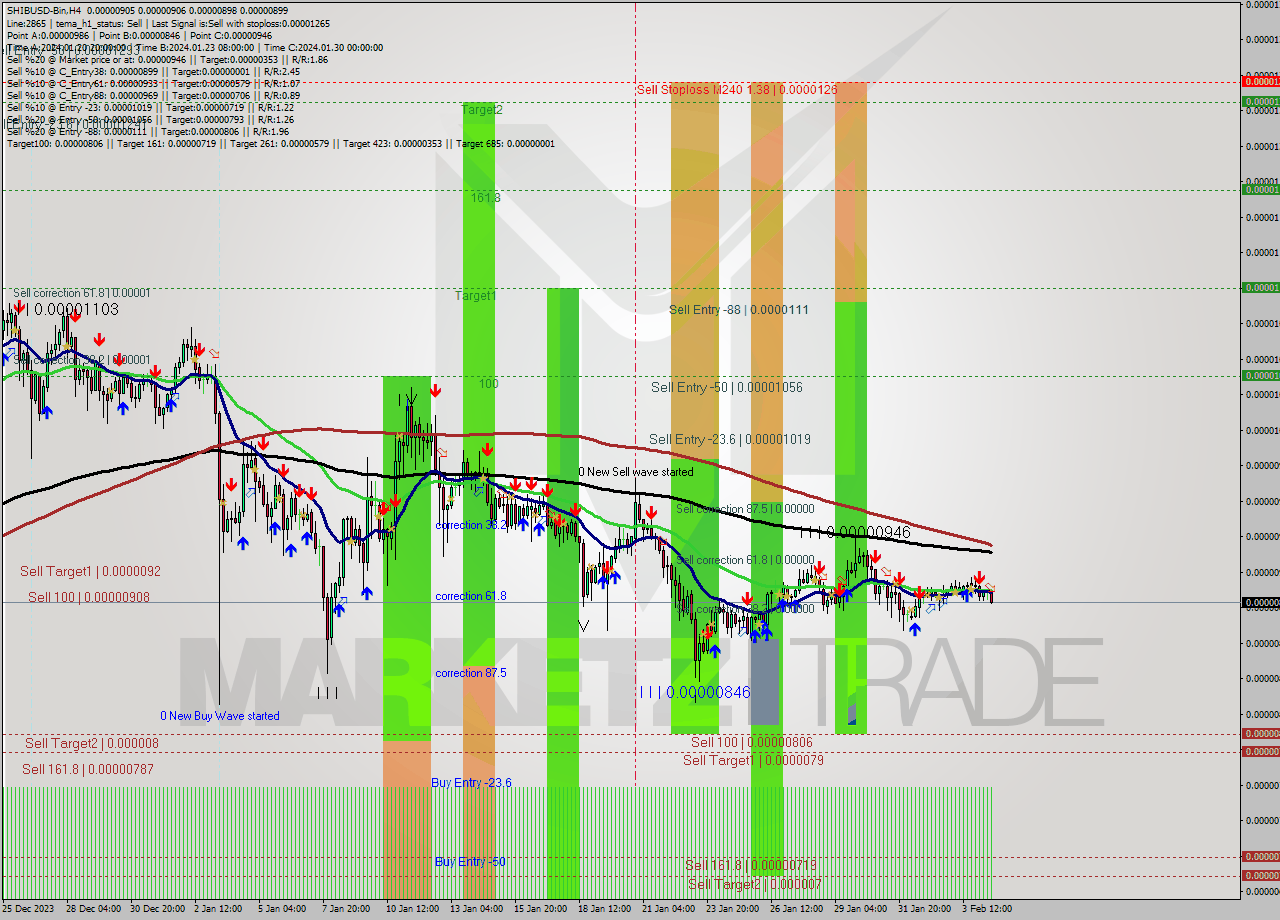 SHIBUSD-Bin MultiTimeframe analysis at date 2024.02.04 20:22