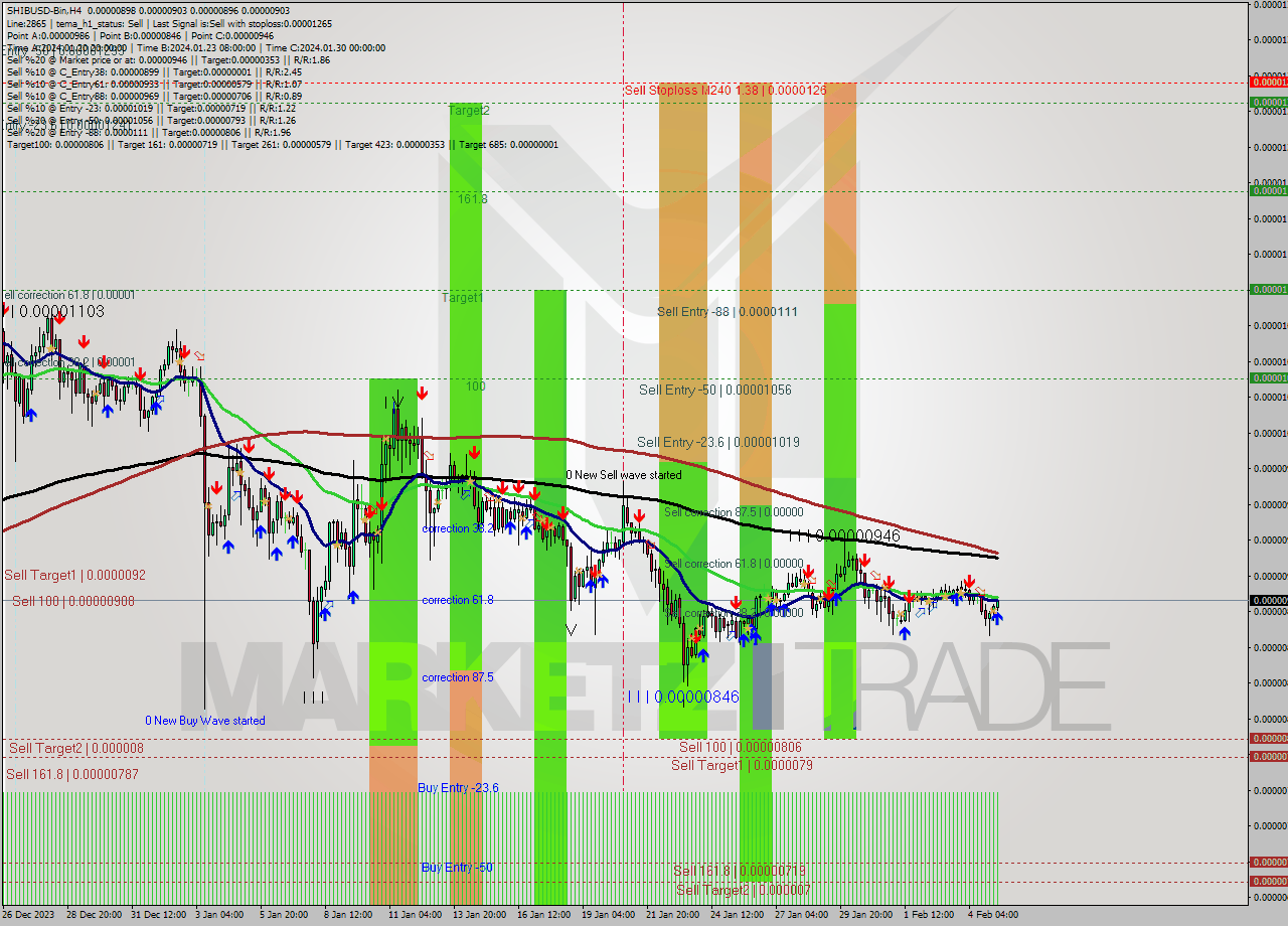 SHIBUSD-Bin MultiTimeframe analysis at date 2024.02.05 13:04