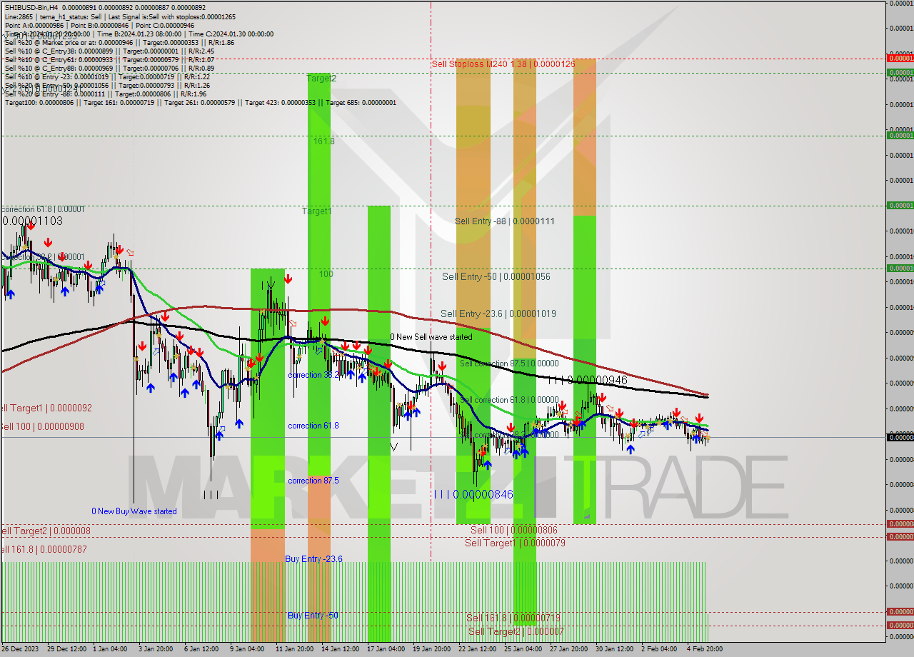 SHIBUSD-Bin MultiTimeframe analysis at date 2024.02.06 04:09