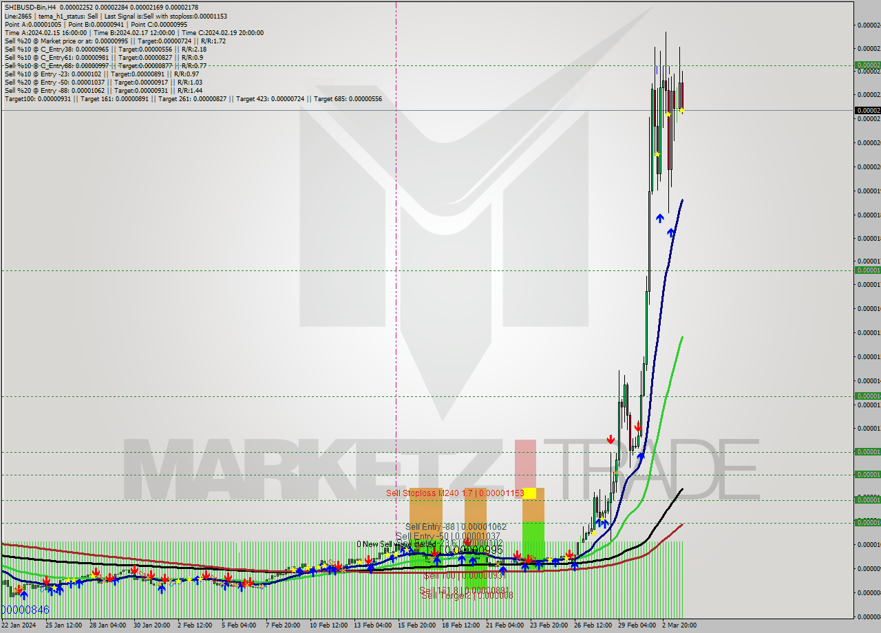 SHIBUSD-Bin MultiTimeframe analysis at date 2024.03.04 02:49