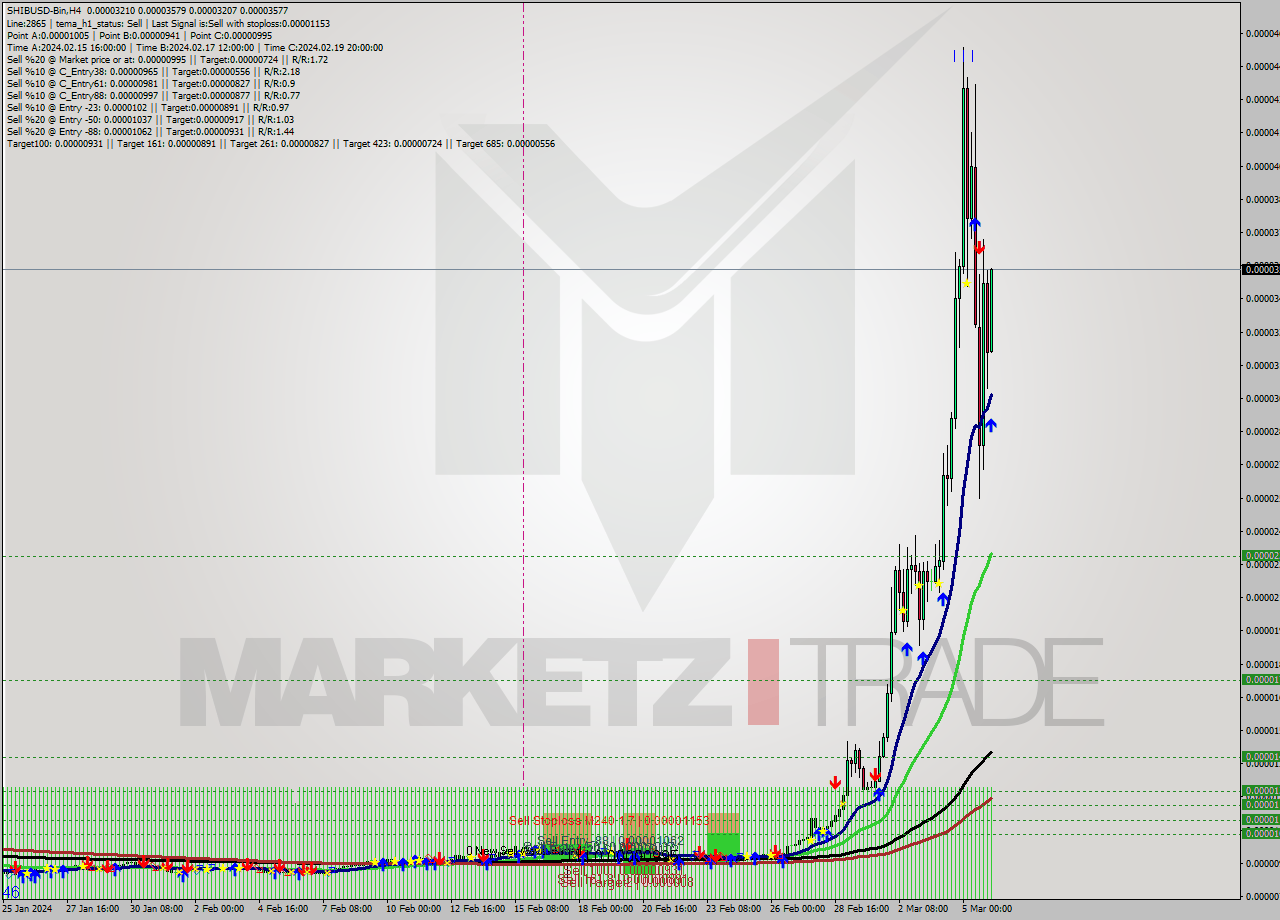 SHIBUSD-Bin MultiTimeframe analysis at date 2024.03.06 07:22
