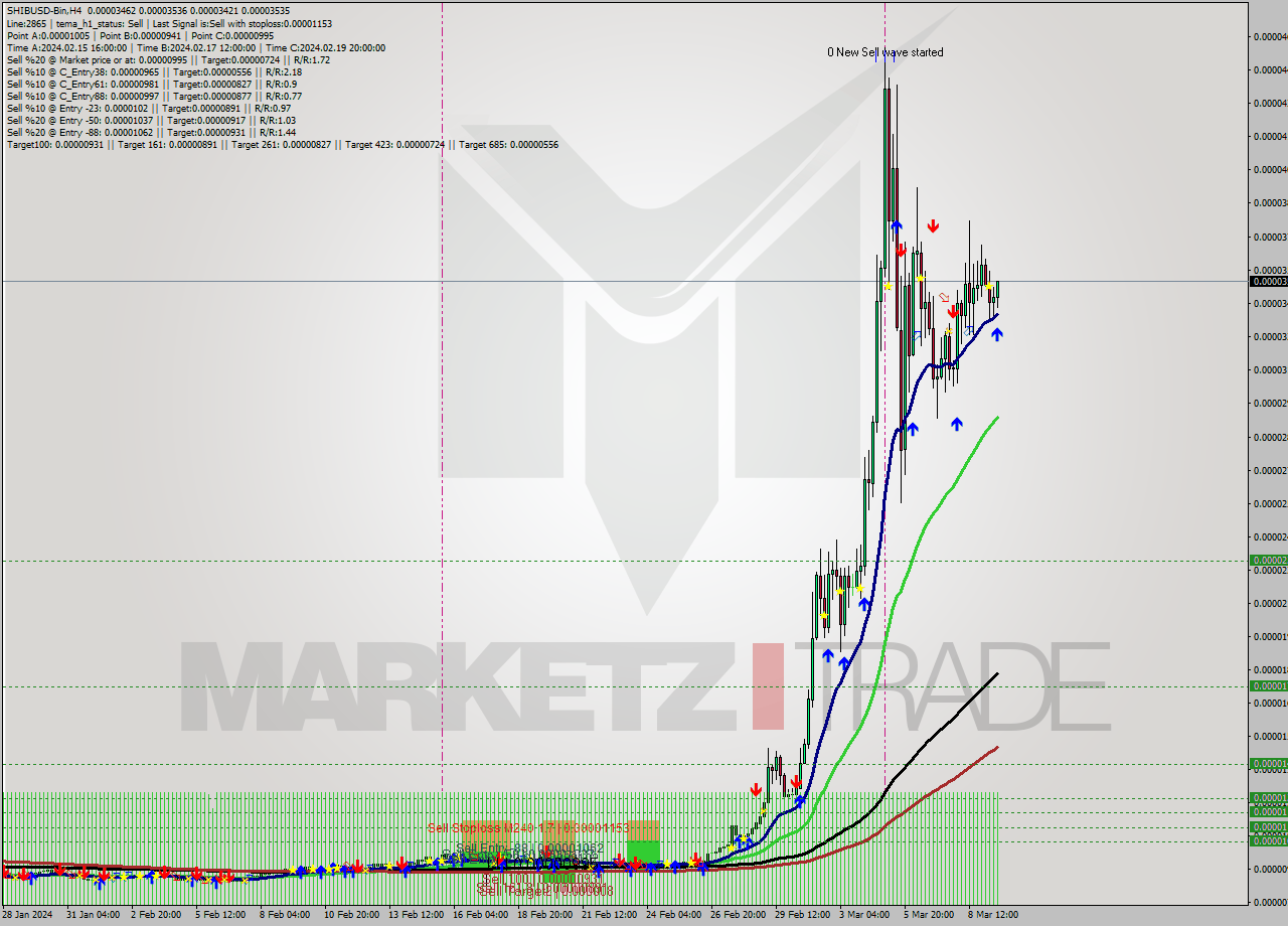 SHIBUSD-Bin MultiTimeframe analysis at date 2024.03.09 18:18