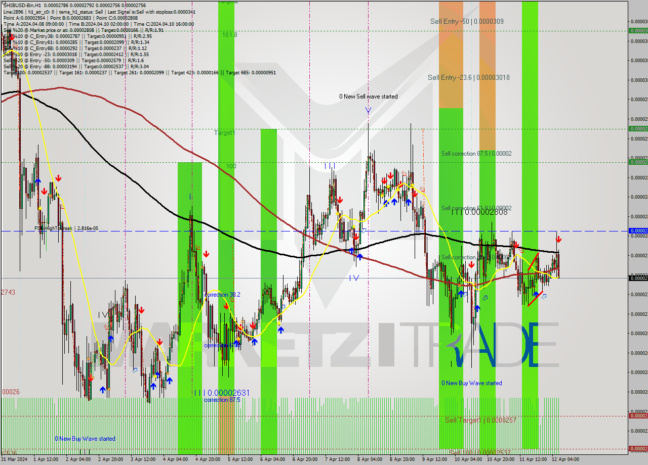 SHIBUSD-Bin MultiTimeframe analysis at date 2024.04.12 10:50