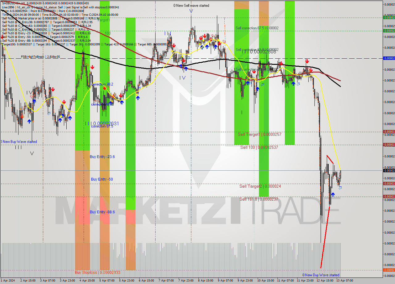 SHIBUSD-Bin MultiTimeframe analysis at date 2024.04.13 13:47