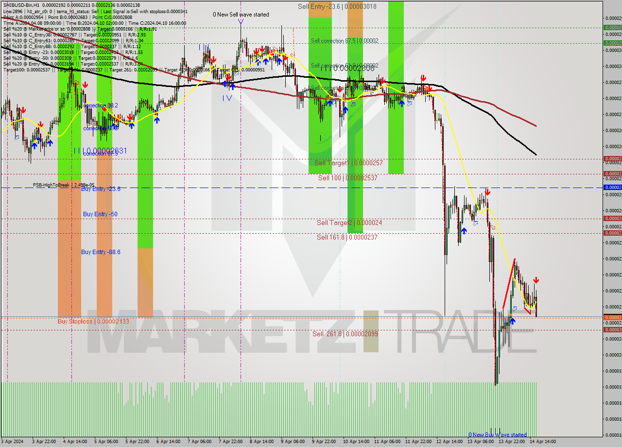 SHIBUSD-Bin MultiTimeframe analysis at date 2024.04.14 20:17