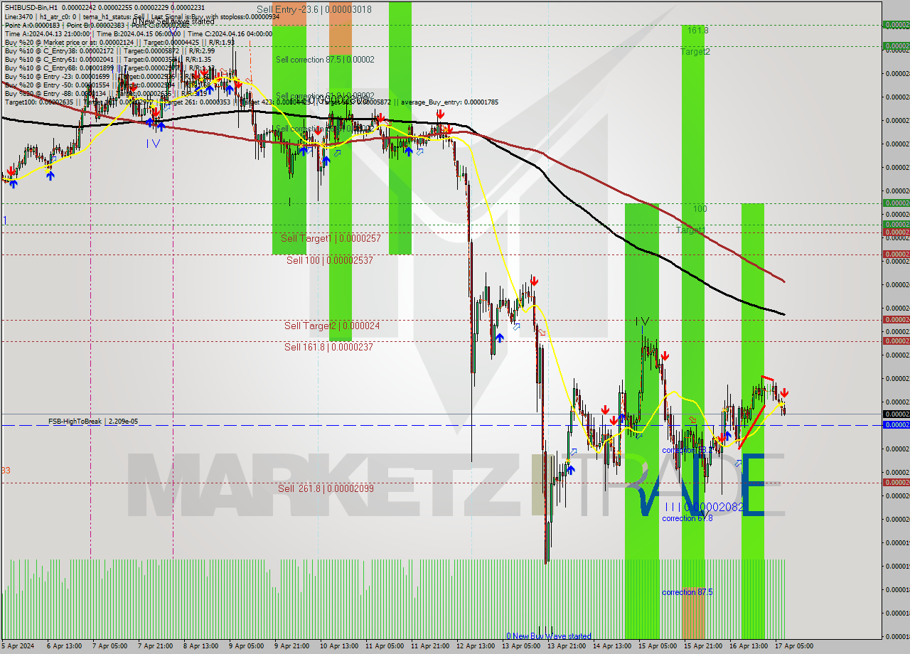 SHIBUSD-Bin MultiTimeframe analysis at date 2024.04.17 11:46