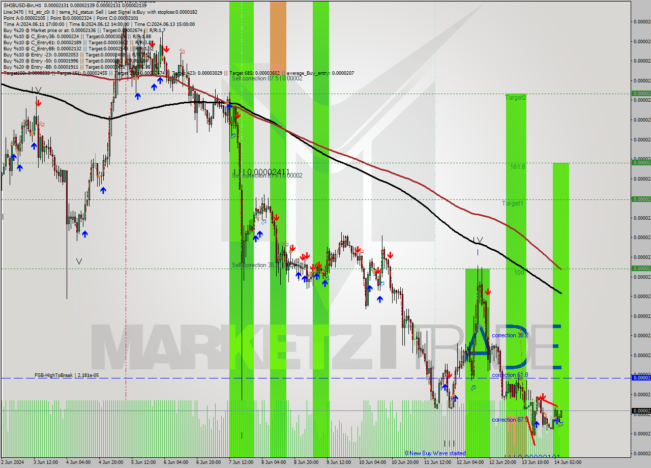 SHIBUSD-Bin MultiTimeframe analysis at date 2024.06.14 08:06