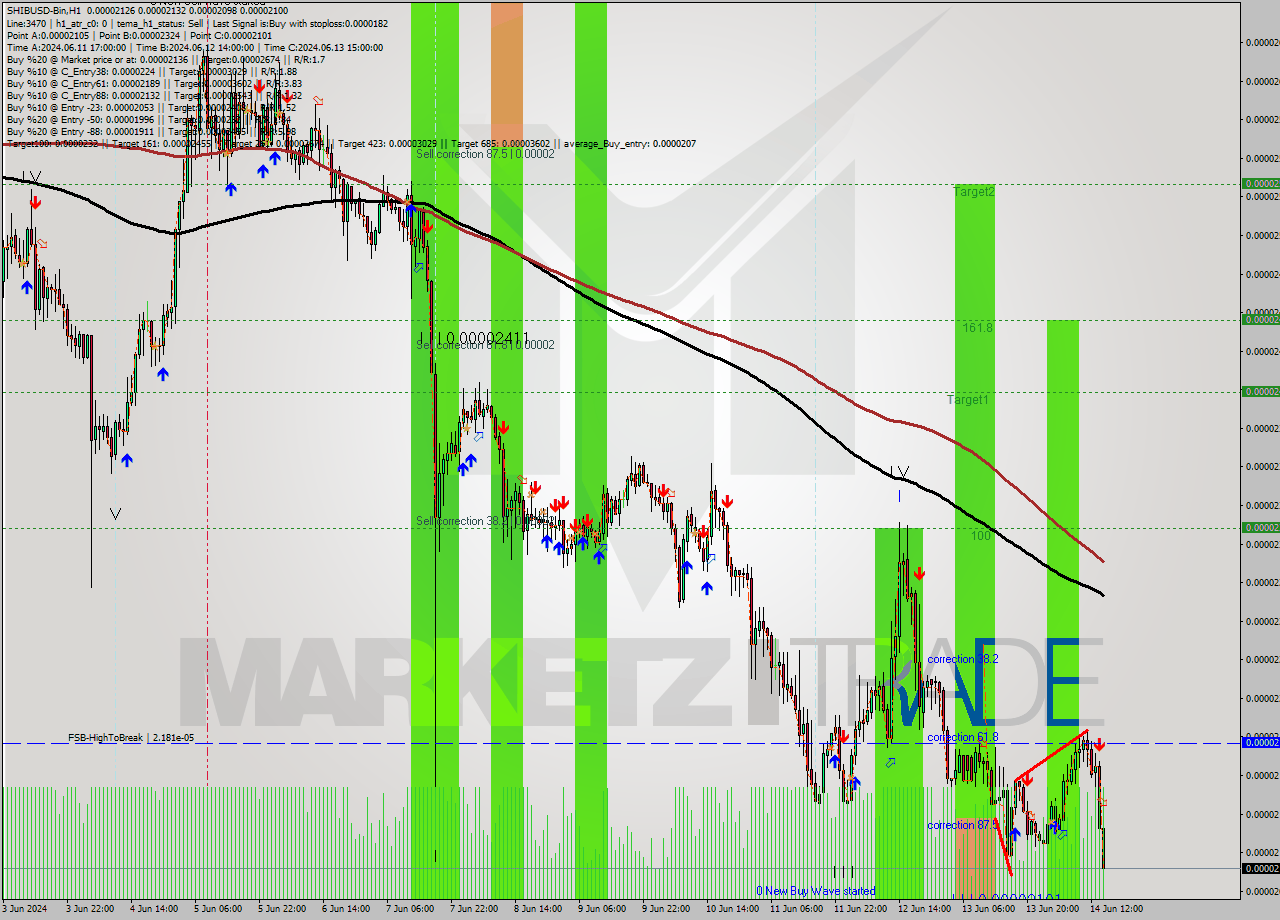 SHIBUSD-Bin MultiTimeframe analysis at date 2024.06.14 18:49