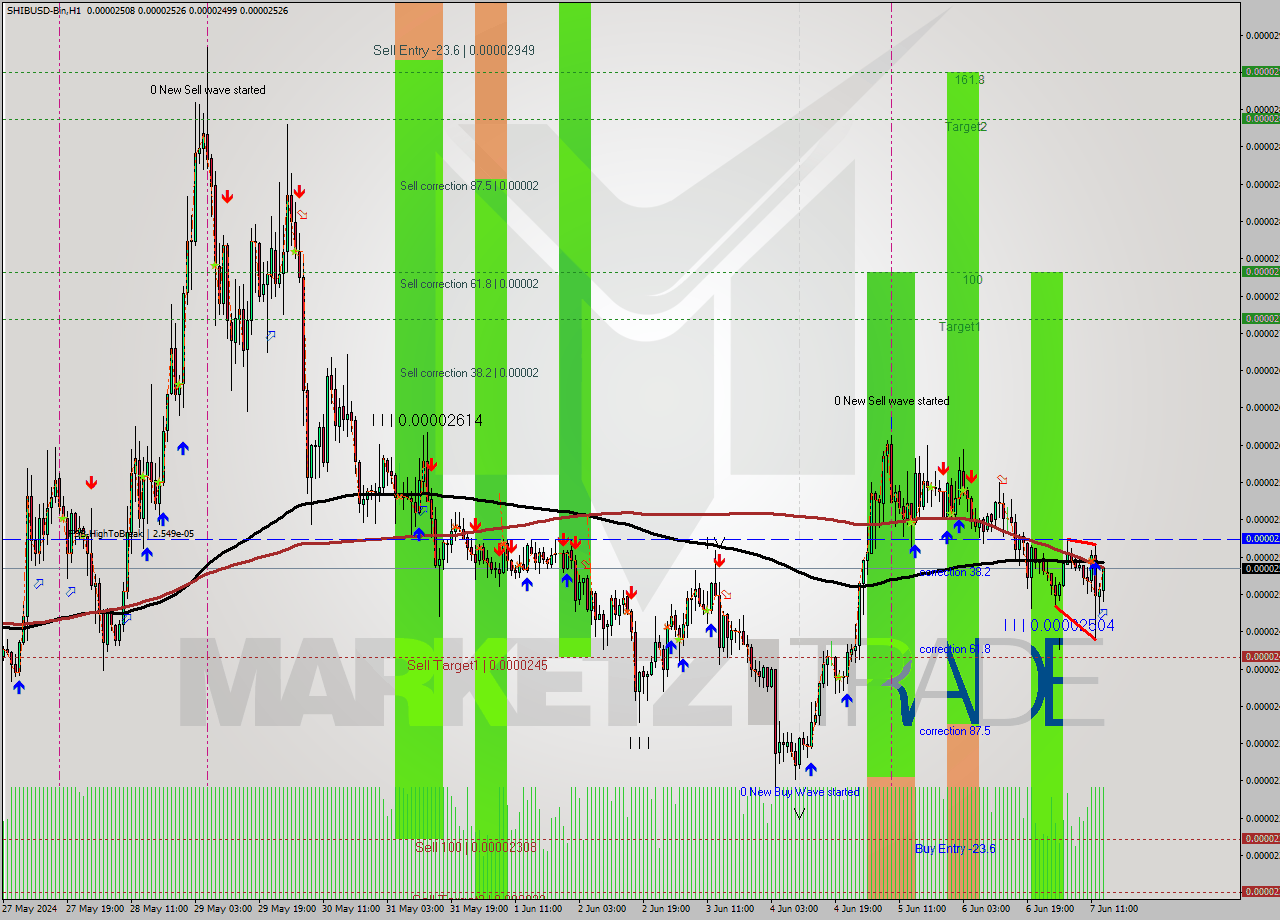 SHIBUSD-Bin MultiTimeframe analysis at date 2024.06.07 18:00