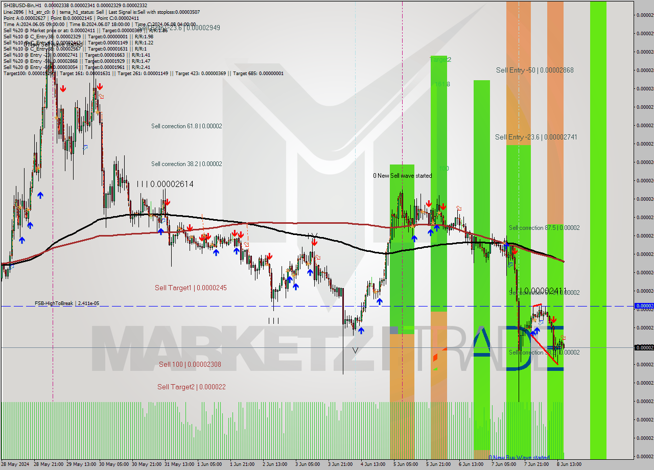 SHIBUSD-Bin MultiTimeframe analysis at date 2024.06.08 19:11