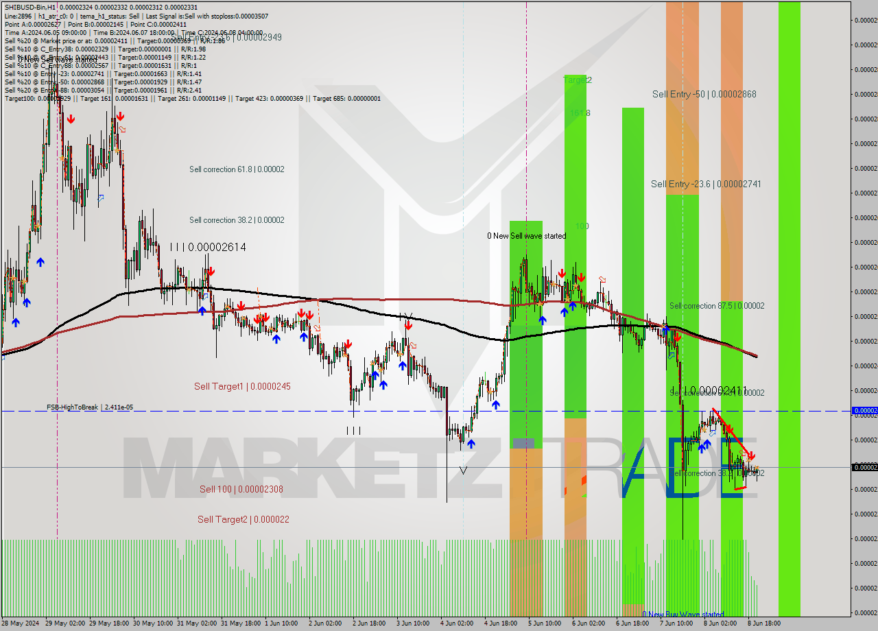 SHIBUSD-Bin MultiTimeframe analysis at date 2024.06.09 00:40