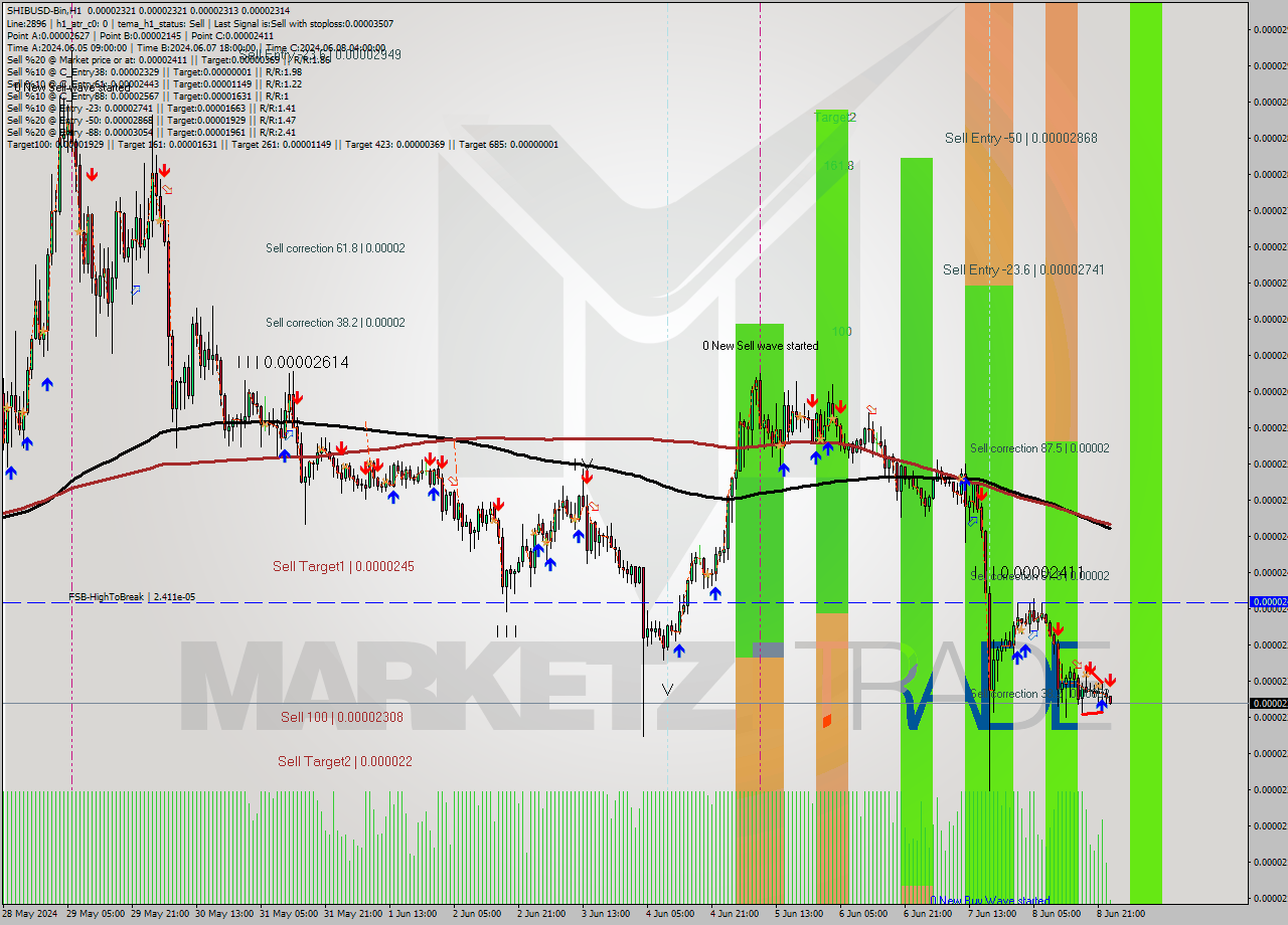 SHIBUSD-Bin MultiTimeframe analysis at date 2024.06.09 03:03