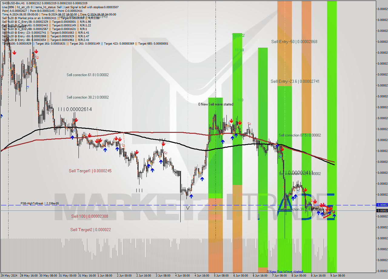 SHIBUSD-Bin MultiTimeframe analysis at date 2024.06.09 14:33