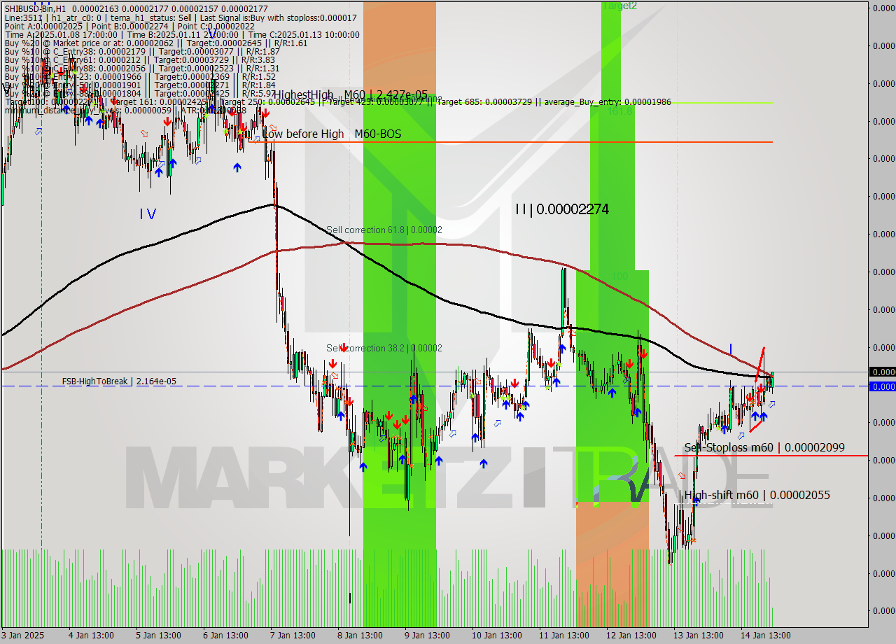 SHIBUSD-Bin MultiTimeframe analysis at date 2025.01.15 02:16