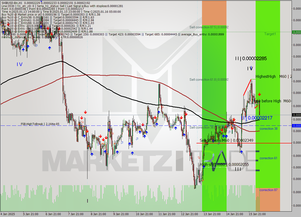 SHIBUSD-Bin MultiTimeframe analysis at date 2025.01.16 10:48