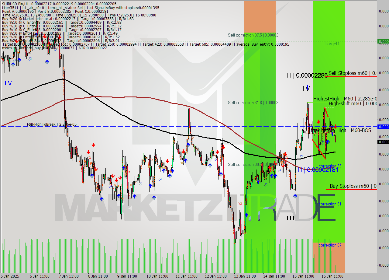 SHIBUSD-Bin MultiTimeframe analysis at date 2025.01.17 00:12