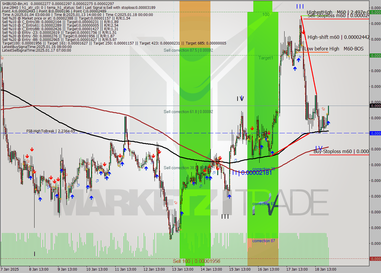 SHIBUSD-Bin MultiTimeframe analysis at date 2025.01.19 02:06