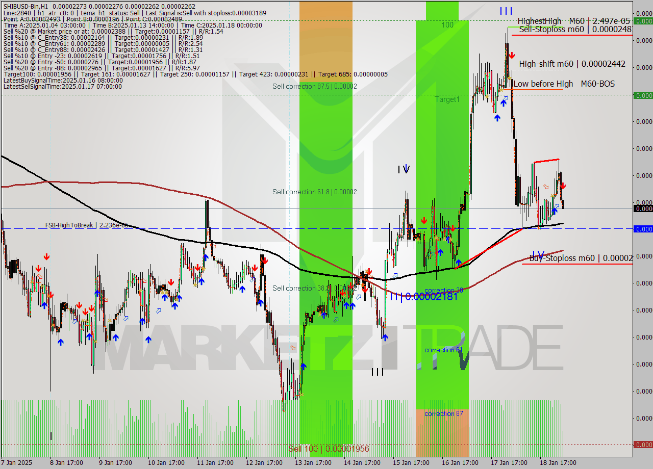 SHIBUSD-Bin MultiTimeframe analysis at date 2025.01.19 06:04