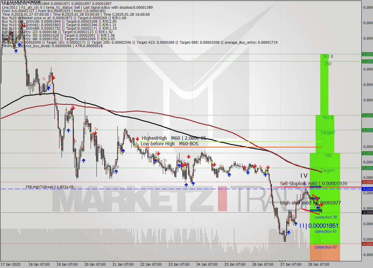 SHIBUSD-Bin MultiTimeframe analysis at date 2025.01.28 20:33