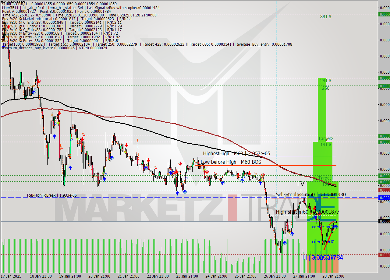 SHIBUSD-Bin MultiTimeframe analysis at date 2025.01.29 10:04