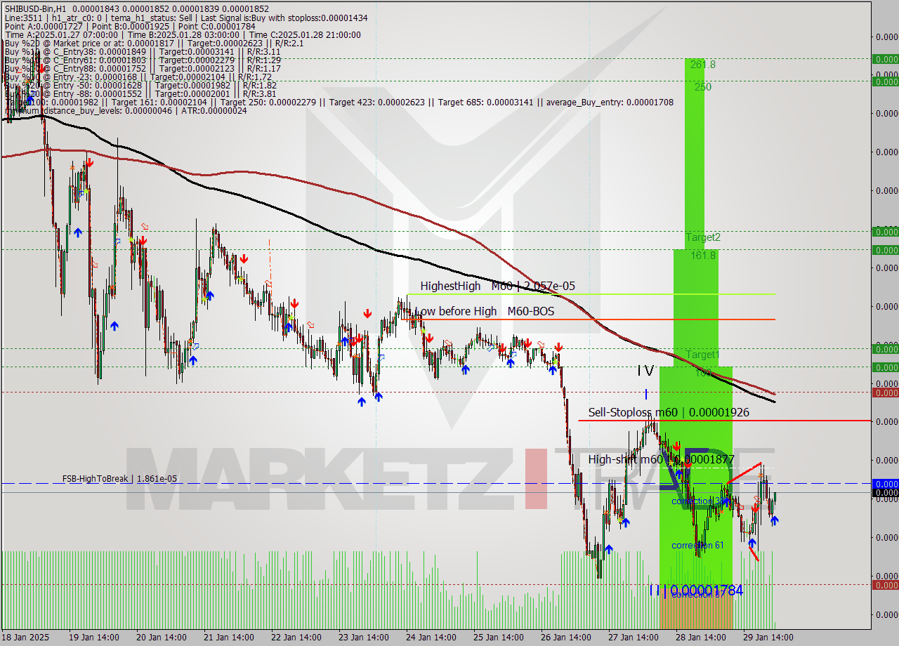 SHIBUSD-Bin MultiTimeframe analysis at date 2025.01.30 03:08