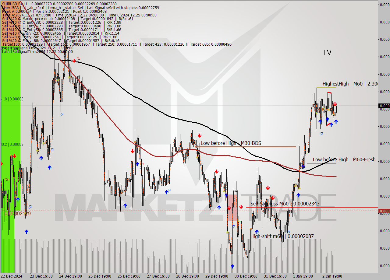 SHIBUSD-Bin MultiTimeframe analysis at date 2025.01.03 08:06