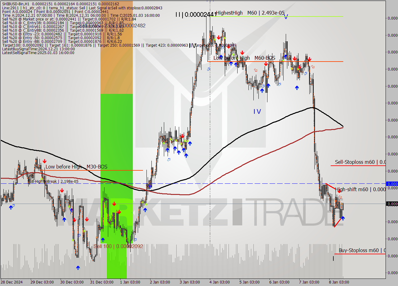 SHIBUSD-Bin MultiTimeframe analysis at date 2025.01.08 16:03