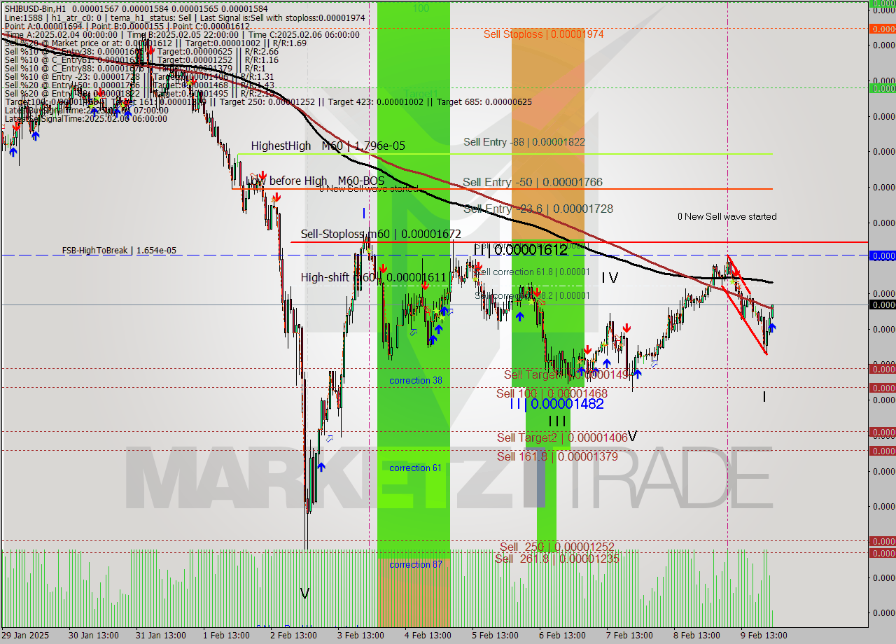 SHIBUSD-Bin MultiTimeframe analysis at date 2025.02.10 02:04