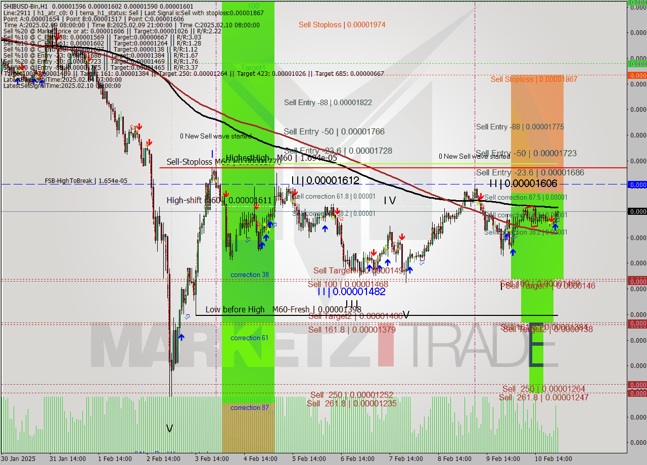SHIBUSD-Bin MultiTimeframe analysis at date 2025.02.11 03:35