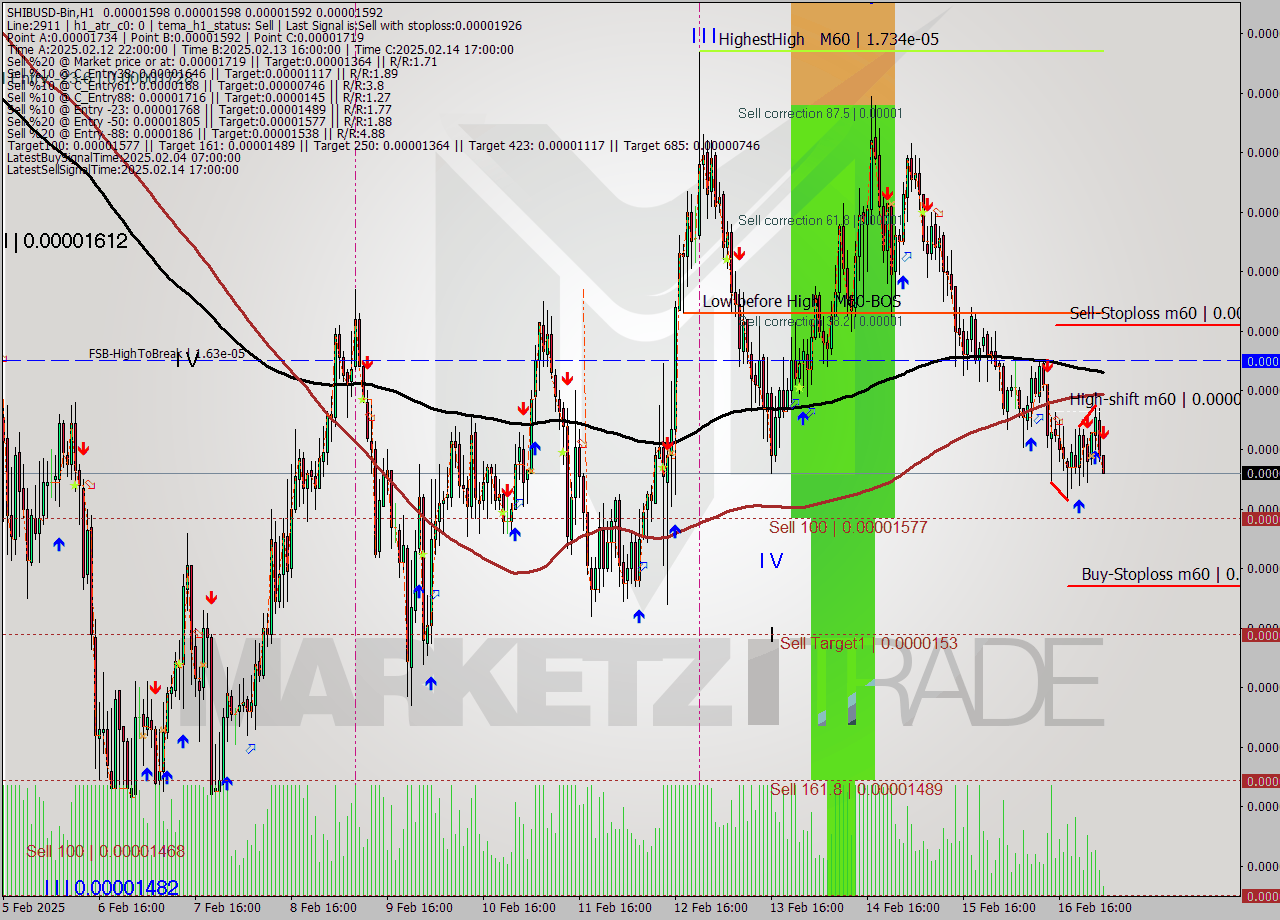 SHIBUSD-Bin MultiTimeframe analysis at date 2025.02.17 05:07