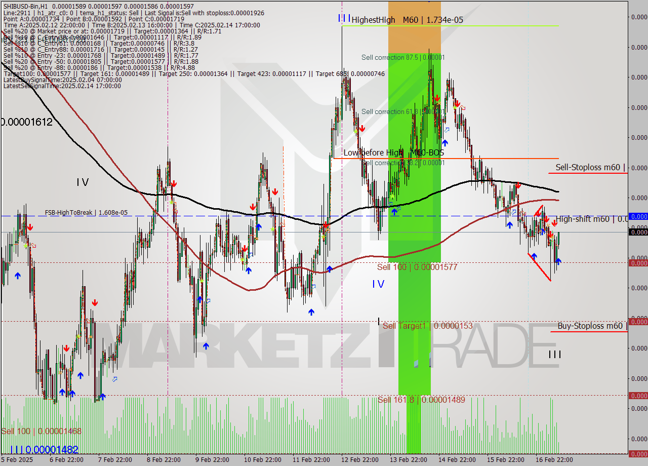 SHIBUSD-Bin MultiTimeframe analysis at date 2025.02.17 11:41