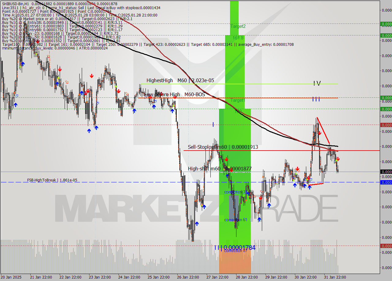 SHIBUSD-Bin MultiTimeframe analysis at date 2025.02.01 11:21