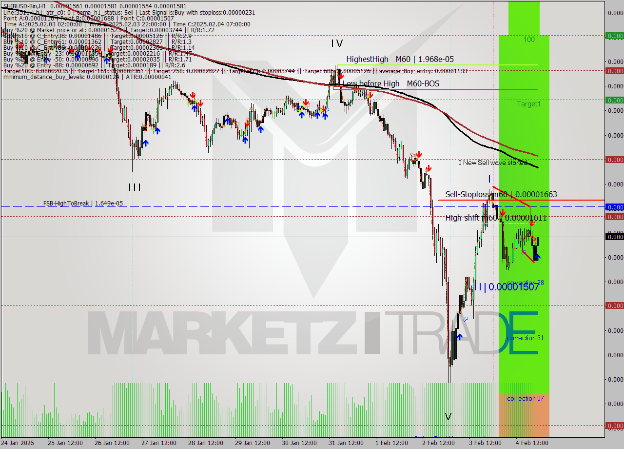 SHIBUSD-Bin MultiTimeframe analysis at date 2025.02.05 01:11