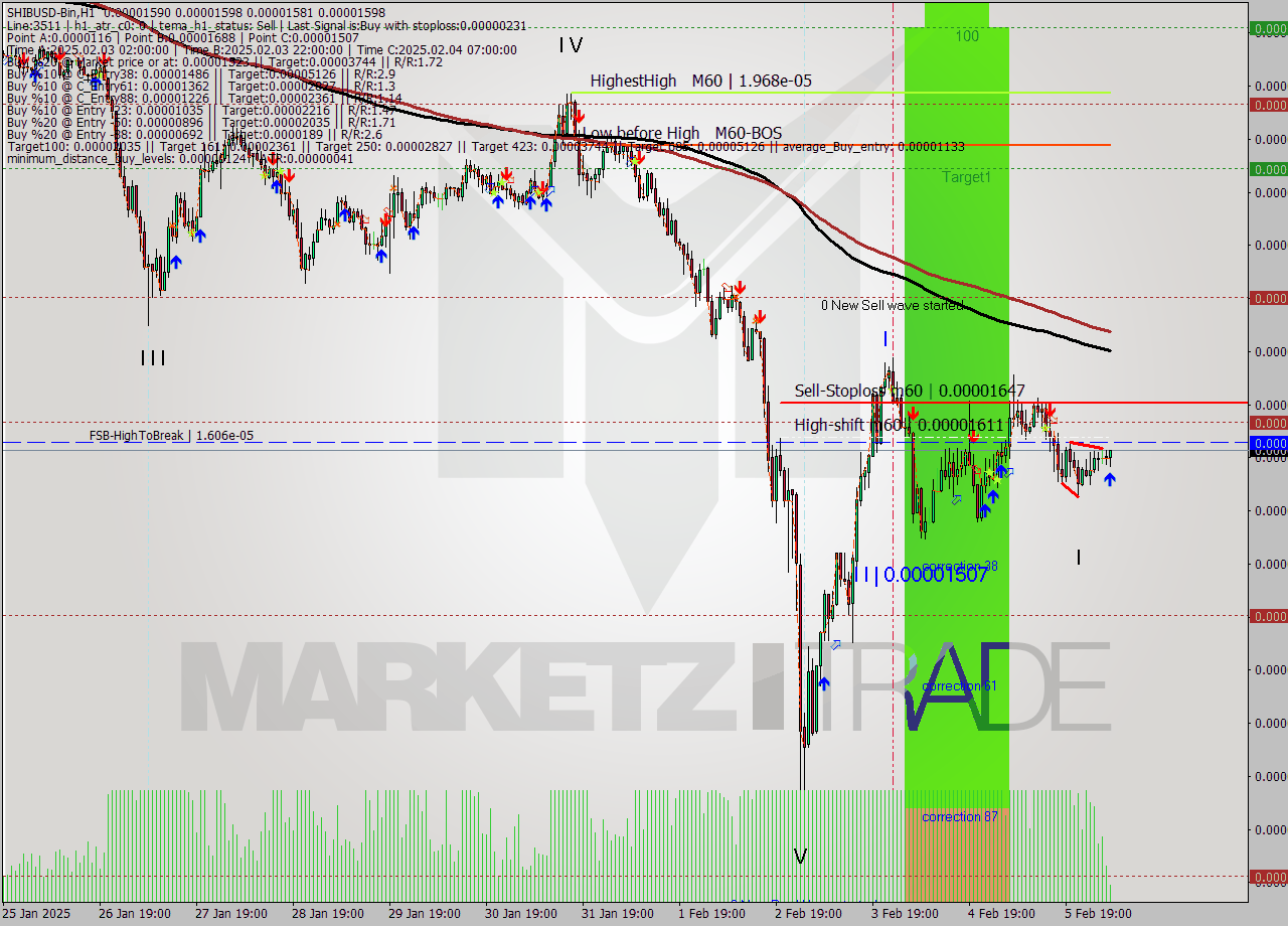 SHIBUSD-Bin MultiTimeframe analysis at date 2025.02.06 08:19