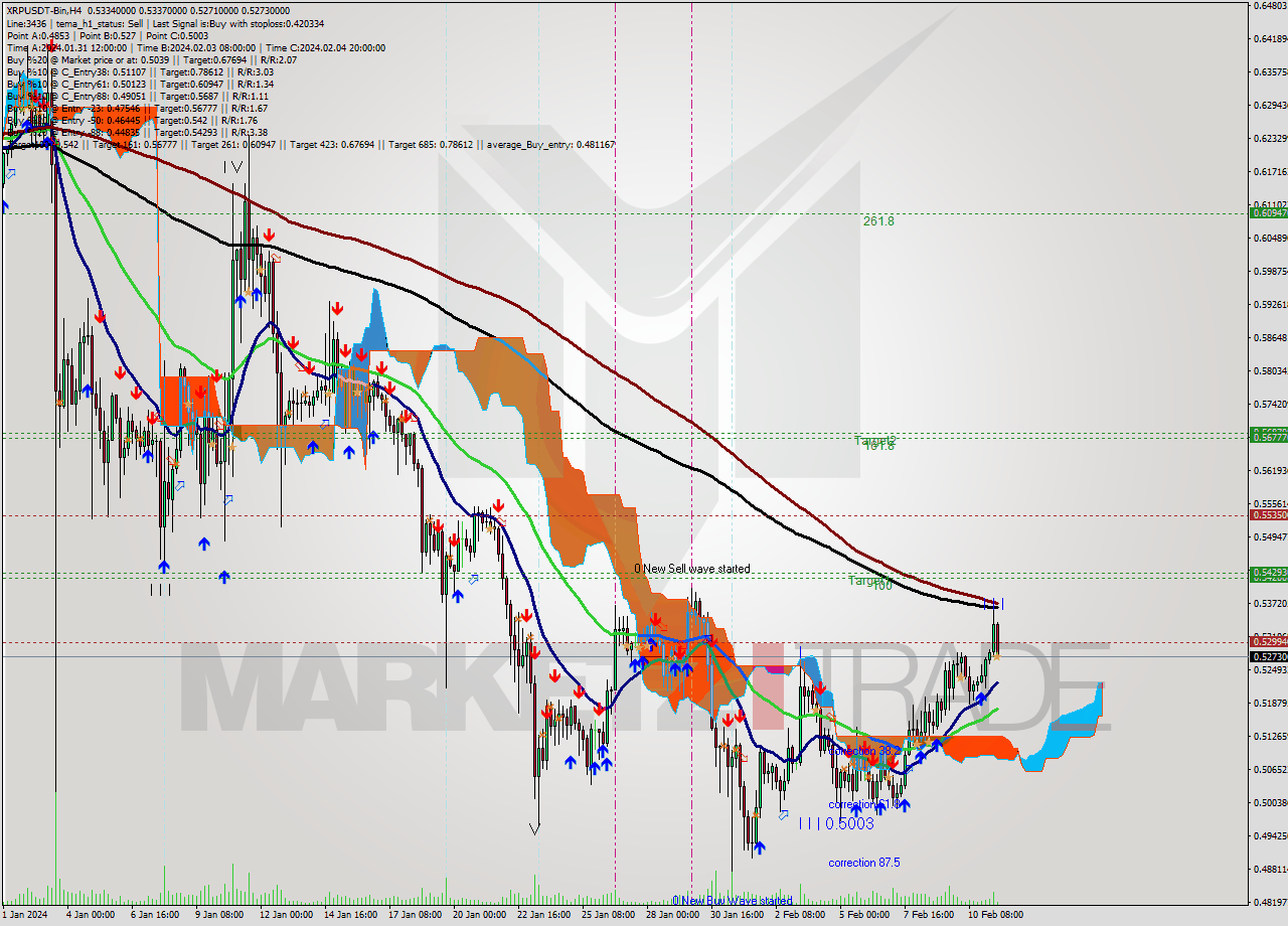 XRPUSDT-Bin MultiTimeframe analysis at date 2024.02.11 16:13